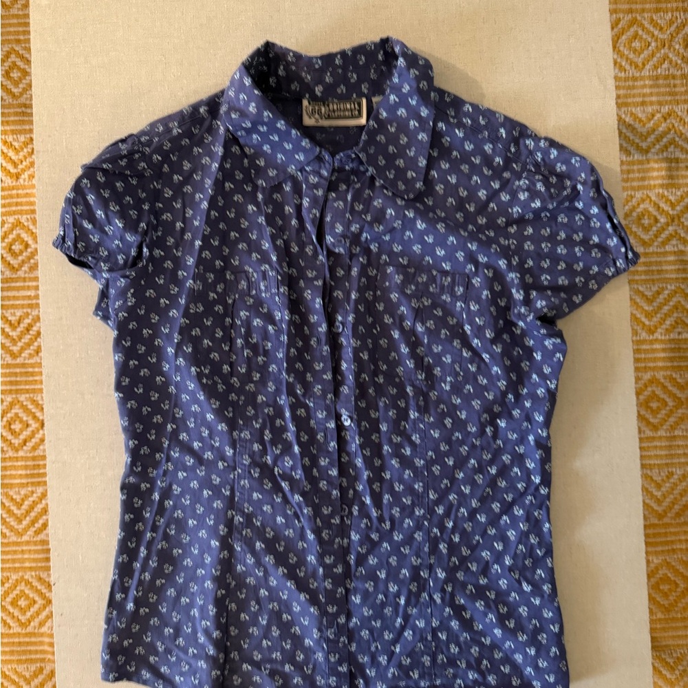 Vintage Route 66 navy fitted button up